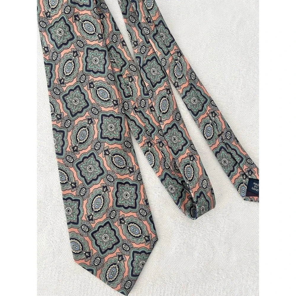VTG POLO RALPH LAUREN 100% Silk Mens Neck Tie Pink Blue MADE IN USA 58